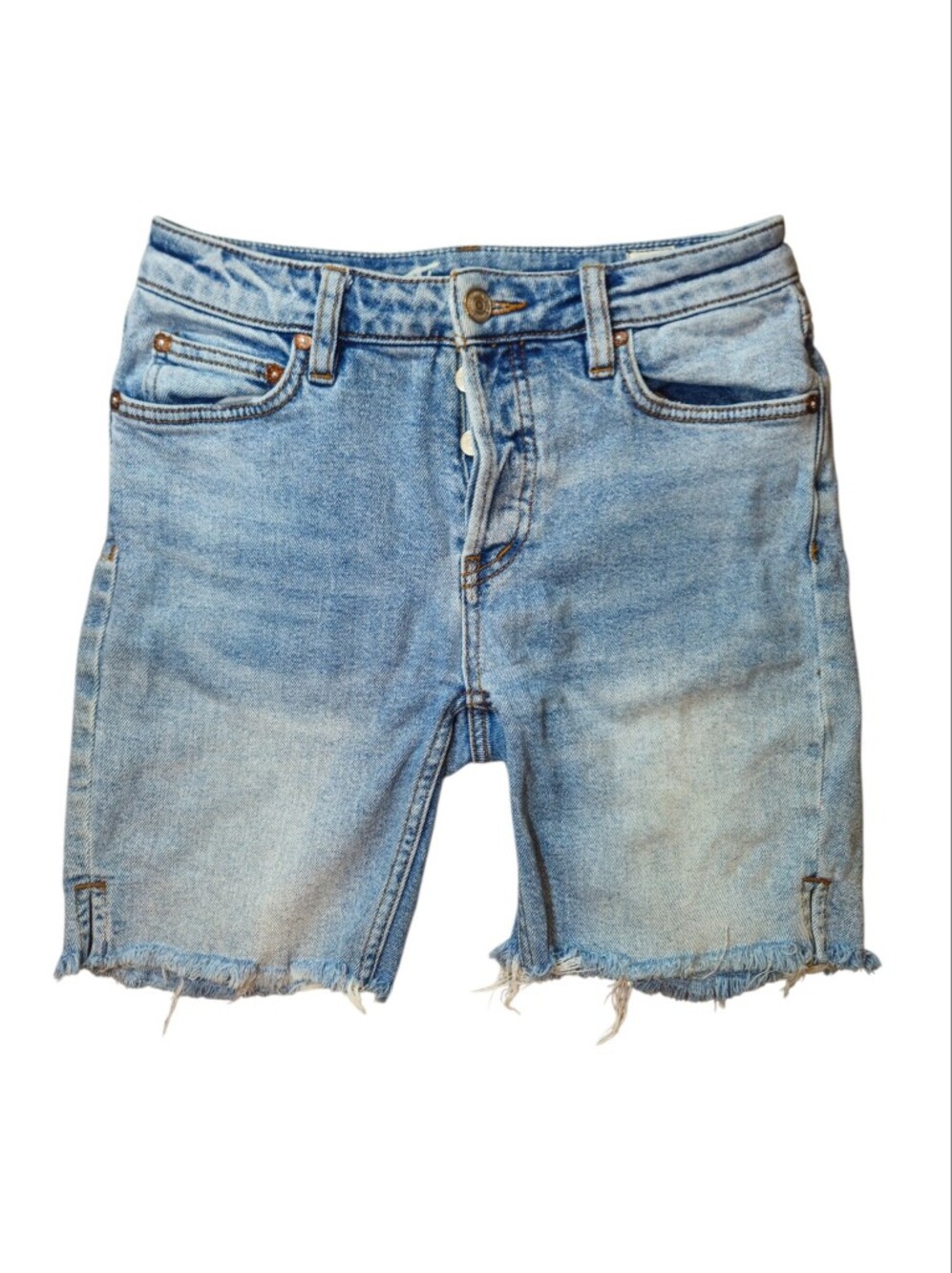 We The Free Free People Distressed Long Denim Cutoff Shorts Size 25
